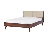 Bed Rattan MONPAZIER 140 x 200 cm (EU Double) Dark Brown