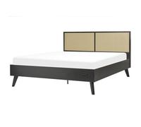 Beliani Bed Rattan MONPAZIER 160 x 200 cm (EU King Size) Black, Black