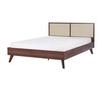 Beliani Bed Rattan Monpazier 160 X 200 Cm (Eu King Size) Dark Brown