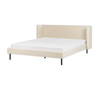 Bed Velvet ARETTE 160 x 200 cm (EU King Size) Light Beige