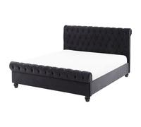 Beliani Bed Velvet Avallon 140 X 200 Cm (Eu Double) Black