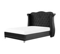 Beliani Bed Velvet Ayette 160 X 200 Cm (Eu King Size) Black