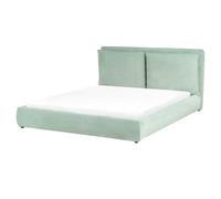 Beliani Bed Velvet Bajonna 160 X 200 Cm (Eu King Size) Mint Green