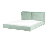 Beliani Bed Velvet Bajonna 180 X 200 Cm (Eu Super King) Mint Green