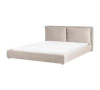 Beliani Bed Velvet Bajonna 180 X 200 Cm (Eu Super King) Taupe