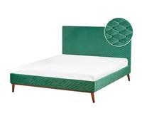 Beliani Bed Velvet Bayonne 160 X 200 Cm (Eu King Size) Dark Green