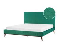 Beliani Bed Velvet Bayonne 180 X 200 Cm (Eu Super King) Green