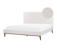 Beliani Bed Velvet Bayonne 180 X 200 Cm (Eu Super King) Off-White