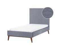 Beliani Velvet Eu Single Size Bed Grey Bayonne, Grey