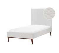 Beliani Bed Velvet Bayonne 90 X 200 Cm Eu Single Off-white, White