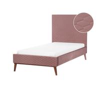 Beliani Bed Velvet Bayonne 90 X 200 Cm (Eu Single) Pink