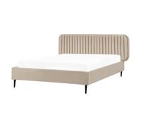 Beliani Bed Velvet Brin 140 X 200 Cm (Eu Double) Taupe