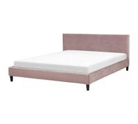 Beliani Bed Velvet Fitou 180 X 200 Cm (Eu Super King) Pink