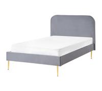 Beliani Bed Velvet Flayat 120 X 200 Cm (Eu Small Double) Grey
