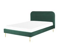 Beliani Bed Velvet Flayat 140 X 200 Cm (Eu Double) Emerald Green