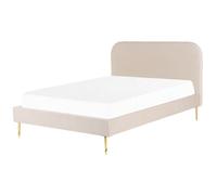 Bed Velvet FLAYAT 140 x 200 cm (EU Double) Light Beige