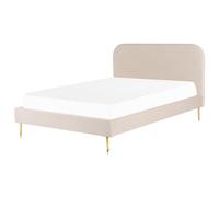 Bed Velvet FLAYAT 160 x 200 cm (EU King Size) Light Beige
