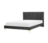 Bed Velvet LIMOUX 140 x 200 cm (EU Double) Black