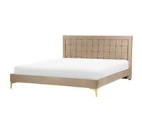 Bed Velvet LIMOUX 160 x 200 cm (EU King Size) Taupe