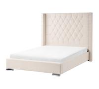 Beliani Bed Velvet Lubbon 140 X 200 Cm (Eu Double) Off-White