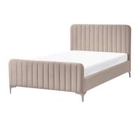 Beliani Bed Velvet Lunan 120 X 200 Cm (Eu Small Double) Taupe