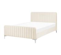 Bed Velvet LUNAN 140 x 200 cm (EU Double) Light Beige