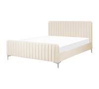Bed Velvet LUNAN 160 x 200 cm (EU King Size) Light Beige