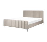 Beliani Bed Velvet Lunan 160 X 200 Cm (Eu King Size) Taupe