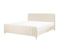 Bed Velvet LUNAN 180 x 200 cm (EU Super King) Light Beige