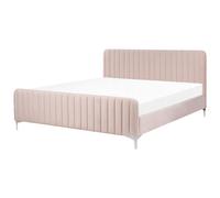 Velvet EU Super King Size Bed Pastel Pink LUNAN