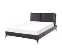 Beliani Bed Velvet Melle 140 X 200 Cm (Eu Double) Dark Grey