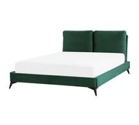 Beliani Bed Velvet Melle 140 X 200 Cm (Eu Double) Emerald Green