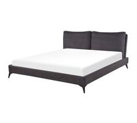 Beliani Bed Velvet Melle 180 X 200 Cm (Eu Super King) Dark Grey