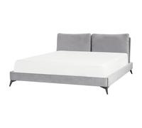 Beliani Bed Velvet Melle 180 X 200 Cm (Eu Super King) Grey