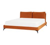 Beliani Bed Velvet Melle 180 X 200 Cm (Eu Super King) Orange