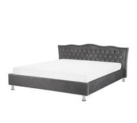 Beliani Bed Velvet Metz 180 X 200 Cm (Eu Super King) Dark Grey