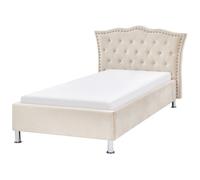 Beliani Velvet Eu Single Size Bed Beige Metz