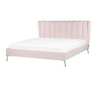 Beliani Bed Velvet Miribel 180 X 200 Cm (Eu Super King) Pastel Pink