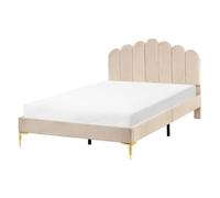 Beliani Bed Velvet Sauvian 120 X 200 Cm (Eu Small Double) Beige