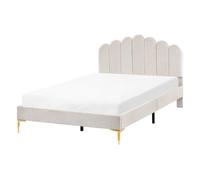 Beliani Bed Velvet Sauvian 120 X 200 Cm (Eu Small Double) Off-White