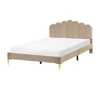 Bed Velvet SAUVIAN 160 x 200 cm (EU King Size) Taupe