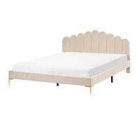 Bed Velvet SAUVIAN 180 x 200 cm (EU Super King) Beige
