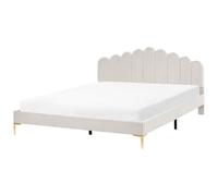 Beliani Bed Velvet Sauvian 180 X 200 Cm (Eu Super King) Off-White