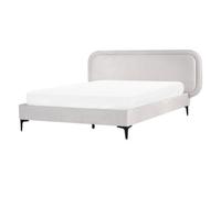 Beliani Bed Velvet Suzette 140 X 200 Cm (Eu Double) Light Grey