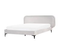Beliani Bed Velvet Suzette 160 X 200 Cm (Eu King Size) Light Grey