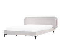Beliani Bed Velvet Suzette 180 X 200 Cm (Eu Super King) Light Grey