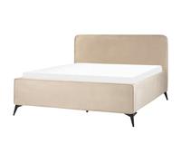Beliani Bed Velvet Valognes 160 X 200 Cm (Eu King Size) Taupe