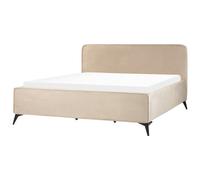 Beliani Bed Velvet Valognes 180 X 200 Cm (Eu Super King) Taupe