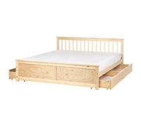 Bed with 4 Drawers OLENDON Pine Wood Light Brown 180 x 200 cm (EU Super King)