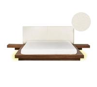 Bed with LED Boucle ZEN 160 x 200 cm (EU King Size) LED Brown Ash Wood